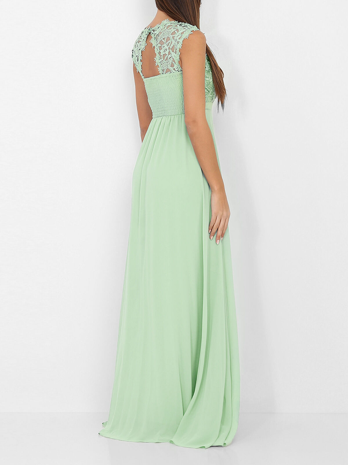 Robe longue à dentelle- Vert menthe