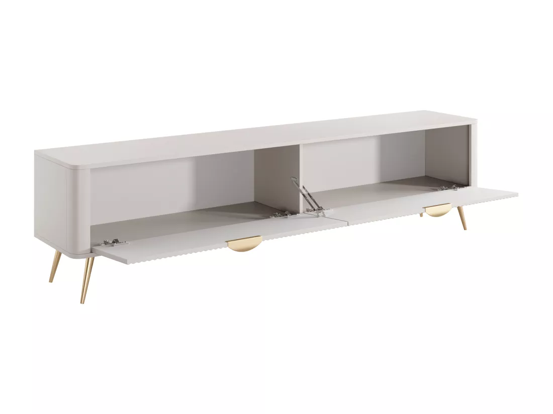 Meuble TV avec 2 portes en MDF - Beige et doré - ELONARIA de Pascal Morabito