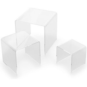 Podium carré, transparent, set de 3