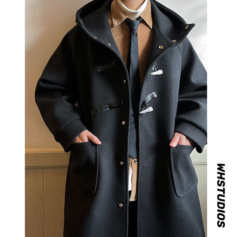 Orungeetun - Wollen trenchcoat met lange mouwen en tuimelschakelaar