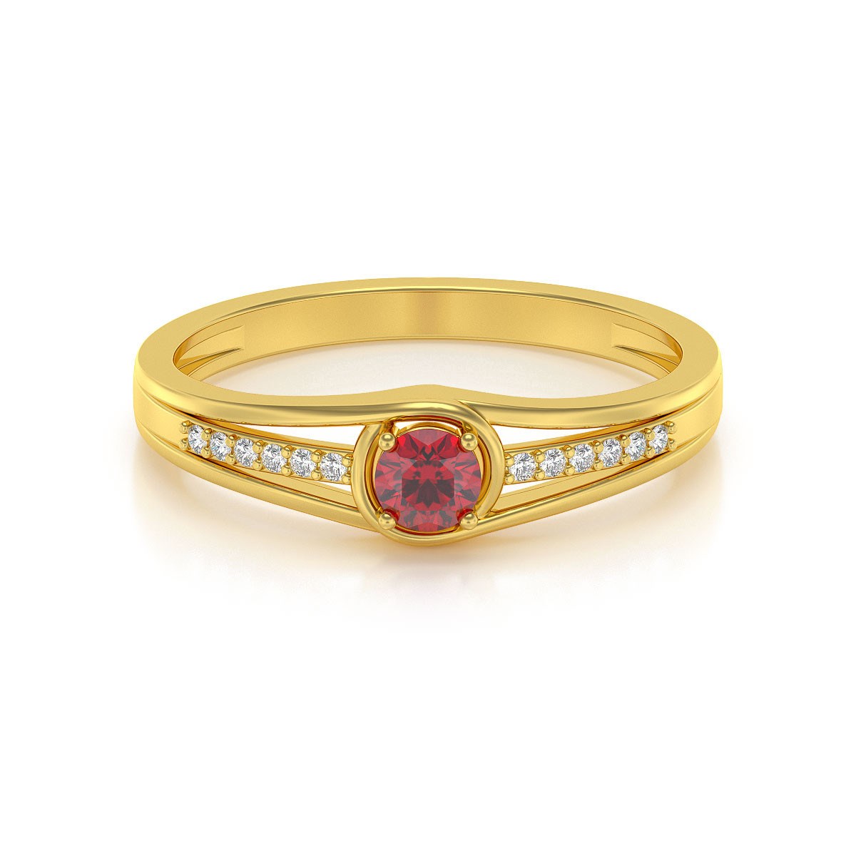 Bague ADEN Or 585 Jaune Rubis et diamants 2.295grs