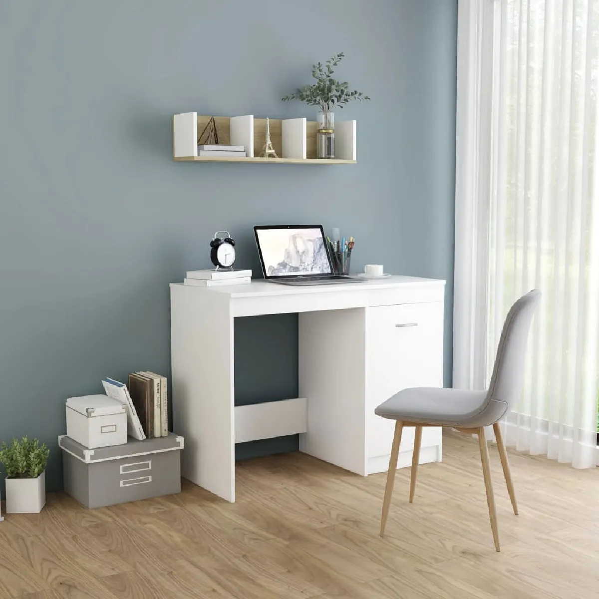 vidaXL Bureau Blanc - 100 cm