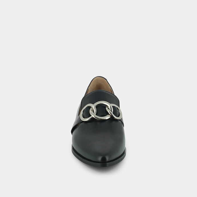 Mocassins à boucles  en cuir noir