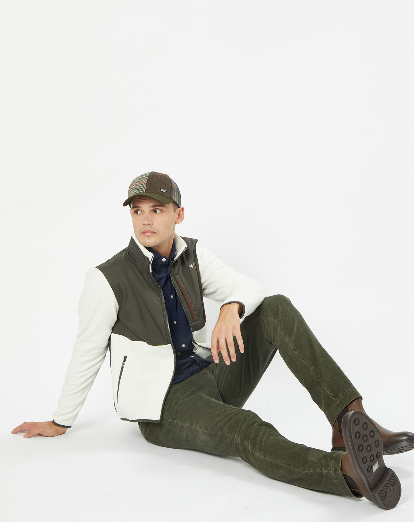 Hackett London Veste Polaire zippée bicolore écru/kaki