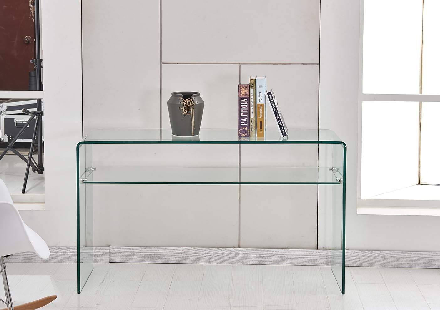 Meubletmoi Konsole aus gehärtetem Glas - transparentes Regal - schlankes Design Eingangstisch - Ice