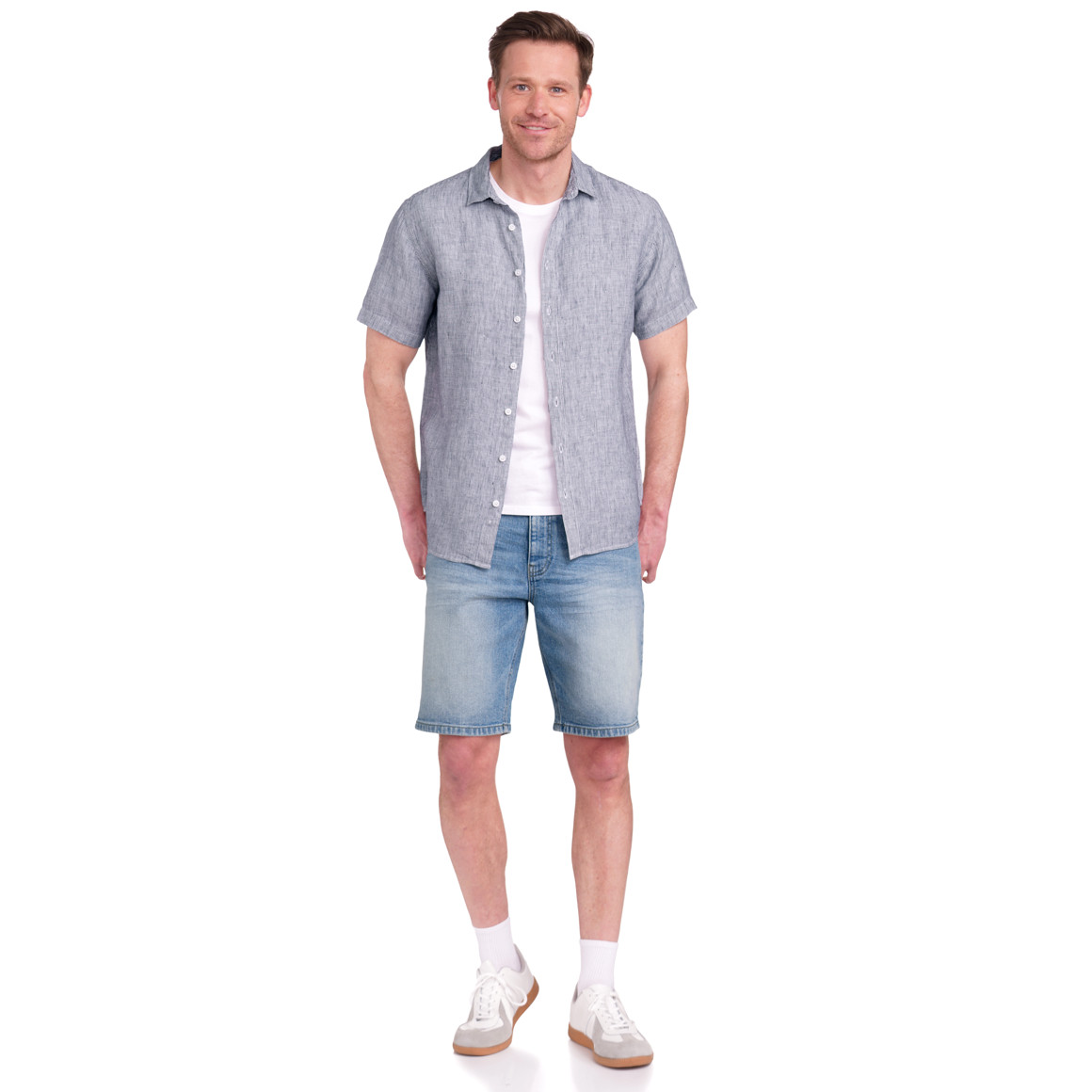VanVaan Herren Jeans-Shorts in Denim-Optik hellblau