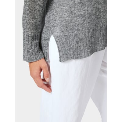 Damen-Leinenpullover, Graumelange