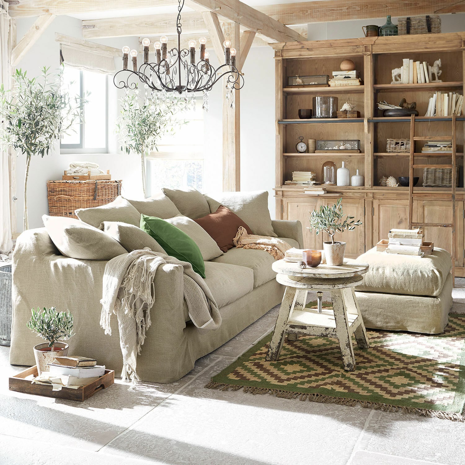 Sofa mit Hocker Vantoux beige