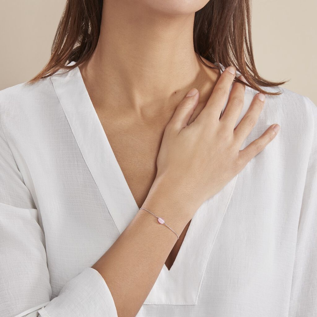 Bracelet Evren Argent Blanc Quartz Rose