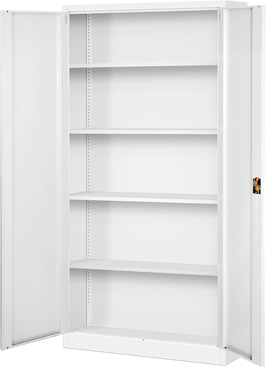 Jan Nowak 2er Set Aktenschrank C001H Büroschrank Metallschrank Werkzeugschrank 4 Einlegeböden Drehgriff Pulverbeschichtung Flügeltürschrank Abschließbar 195 cm x 90 cm x 40 cm (Weiß)