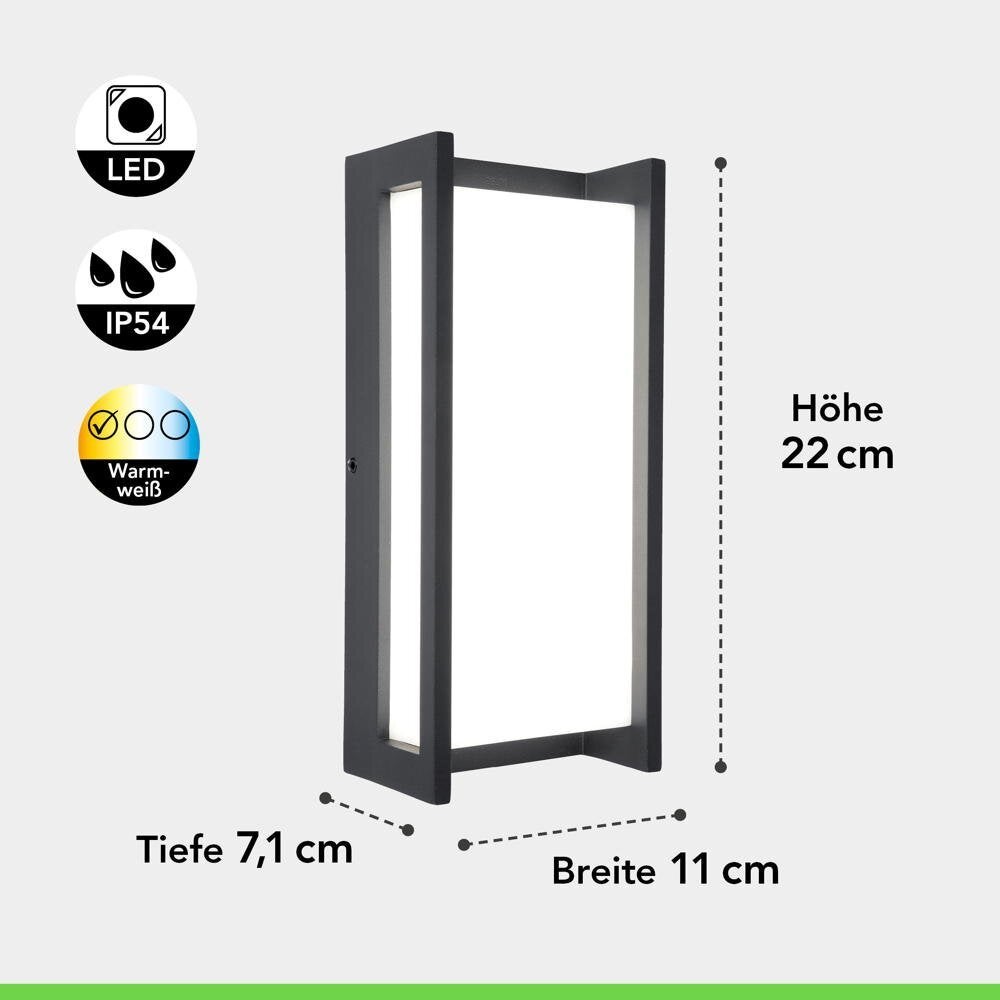 LED wandlamp Qubo in antraciet en wit 15W 1100lm IP54 210x110mm
