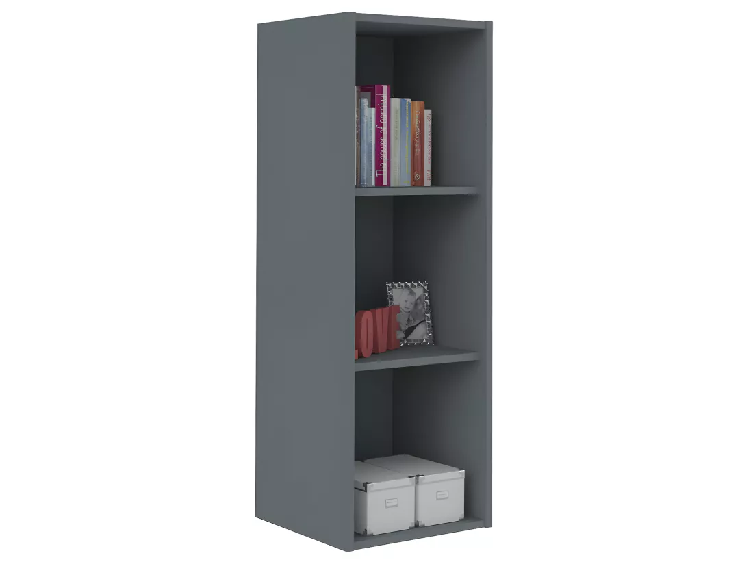 Casier de rangement 3 cases panneaux de fibres gris TIMEUS