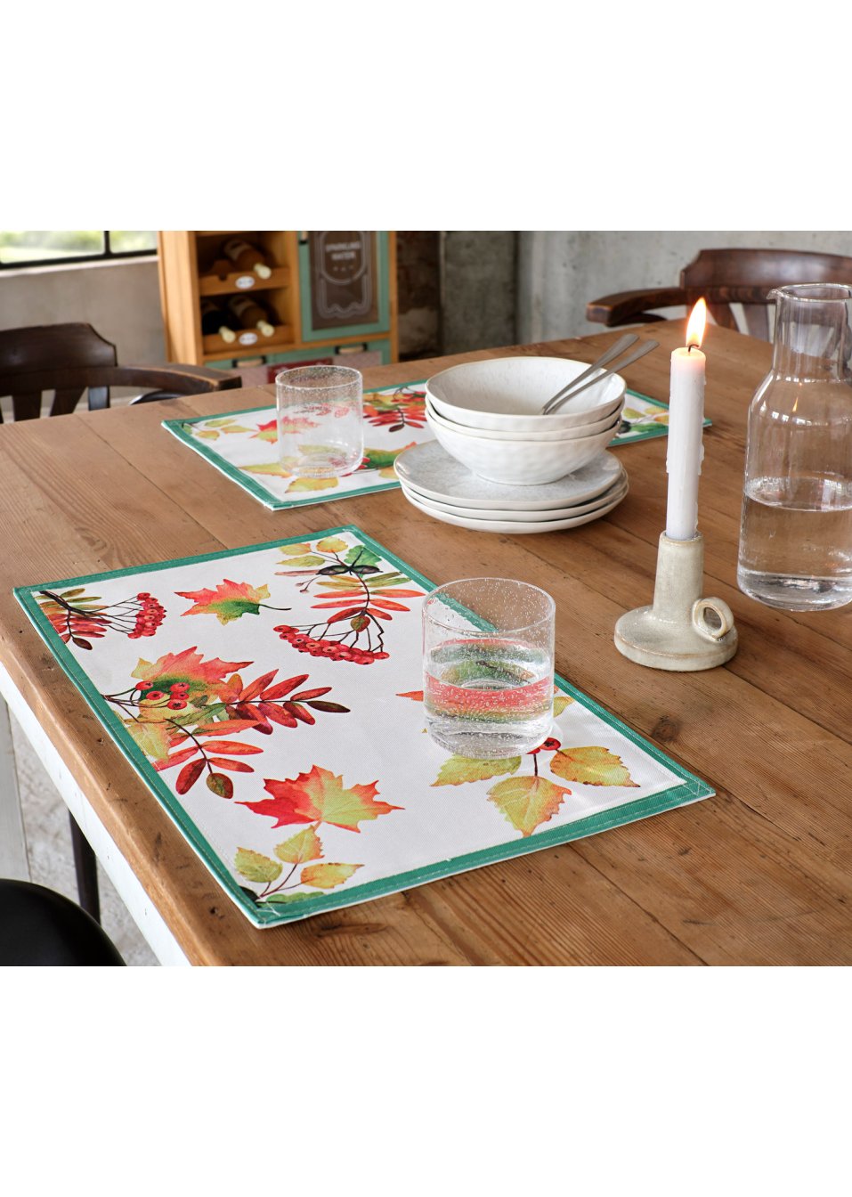 Lot de 4 sets de table à imprimé feuillage