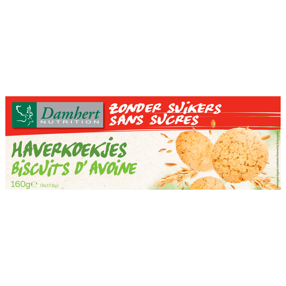 3x Damhert Haverkoekjes Zonder Suikers160 gr