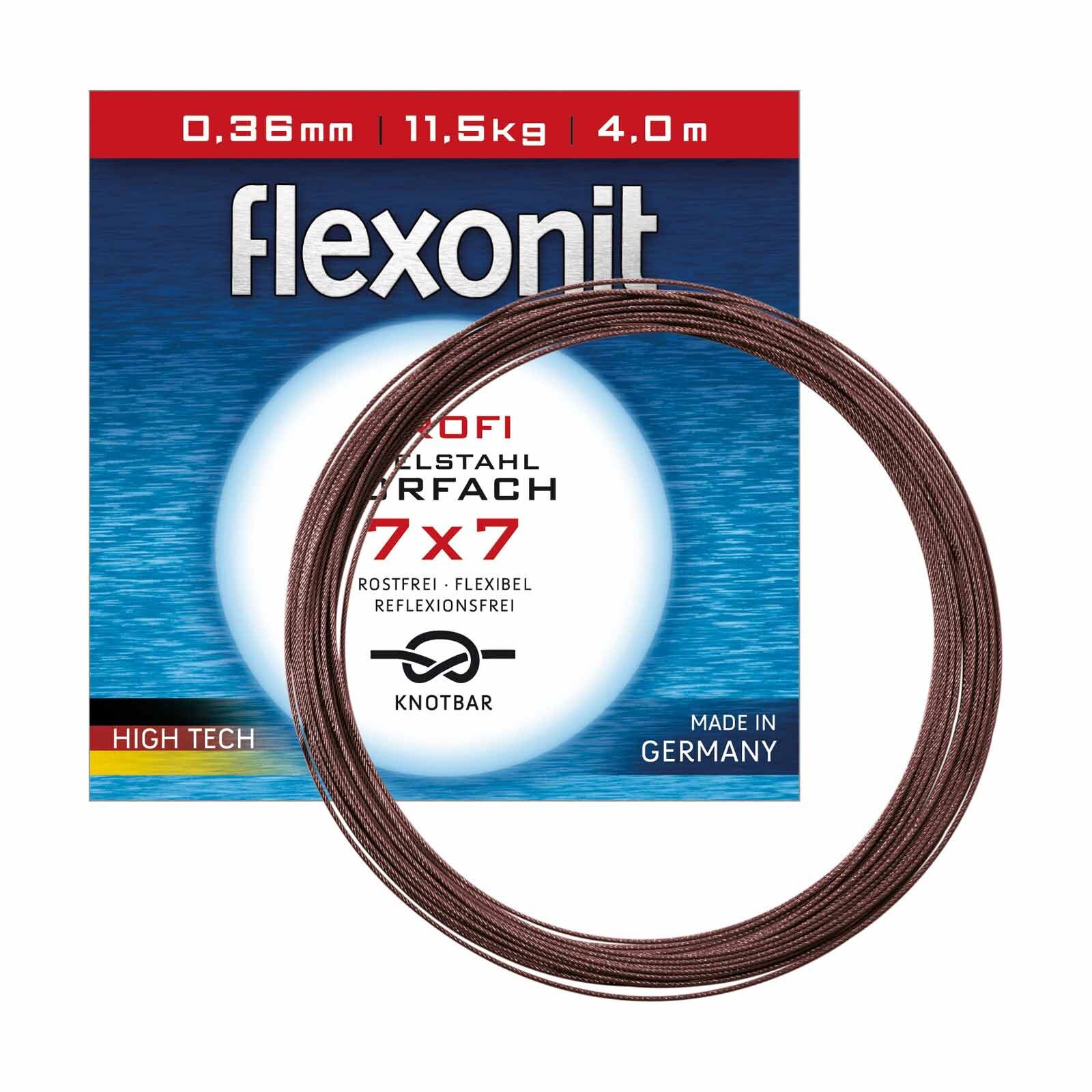 Flexonit 7x7 Stahlvorfach 0,36mm + passende Quetschhülsen komplett Angelset