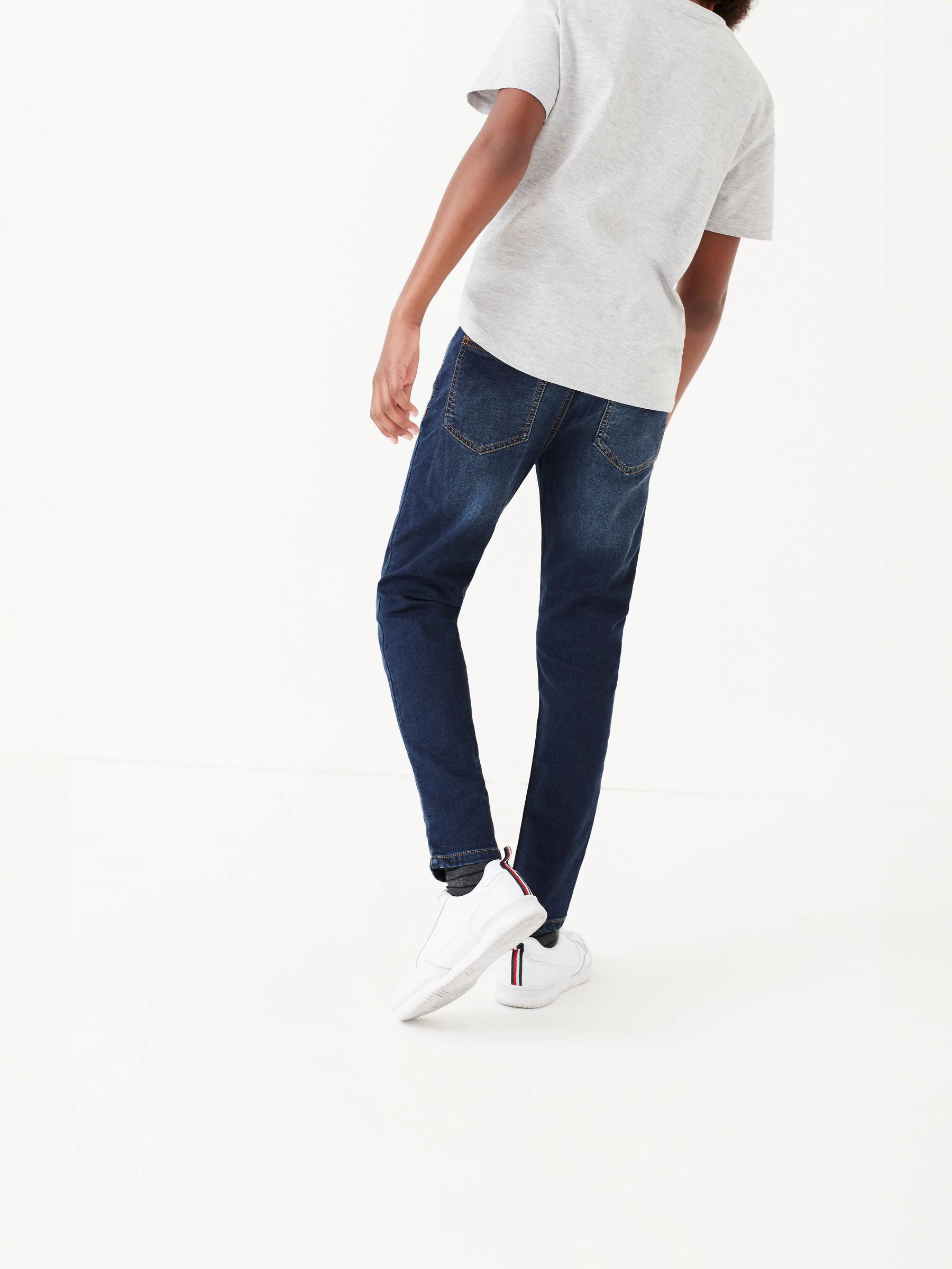 Indigoblauw - Jeans met stretch en elastische taille (3-16 jr)