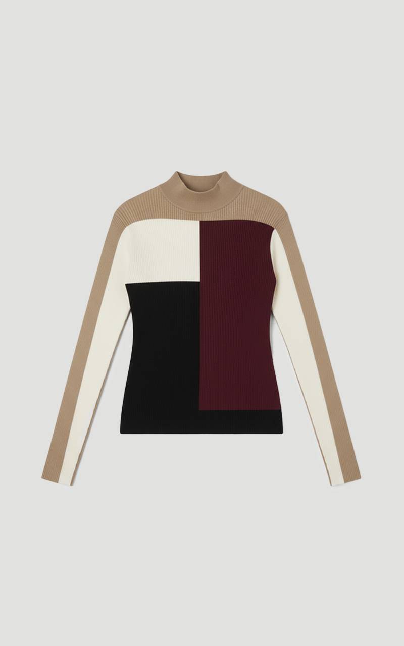 KarenMillen Top en maille côtelée à blocs de couleurs Slinky