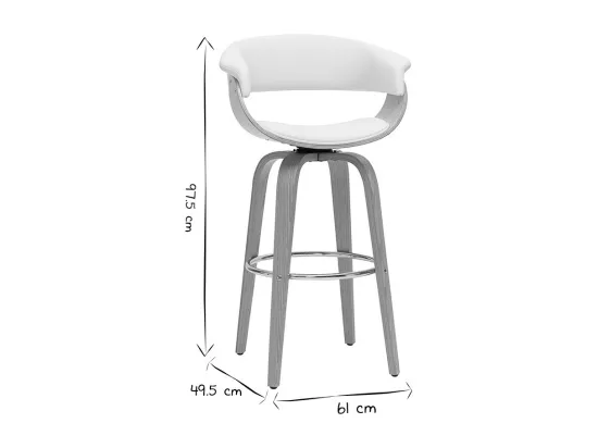 Tabouret de bar design pivotant blanc et bois clair H67 cm OKTAV