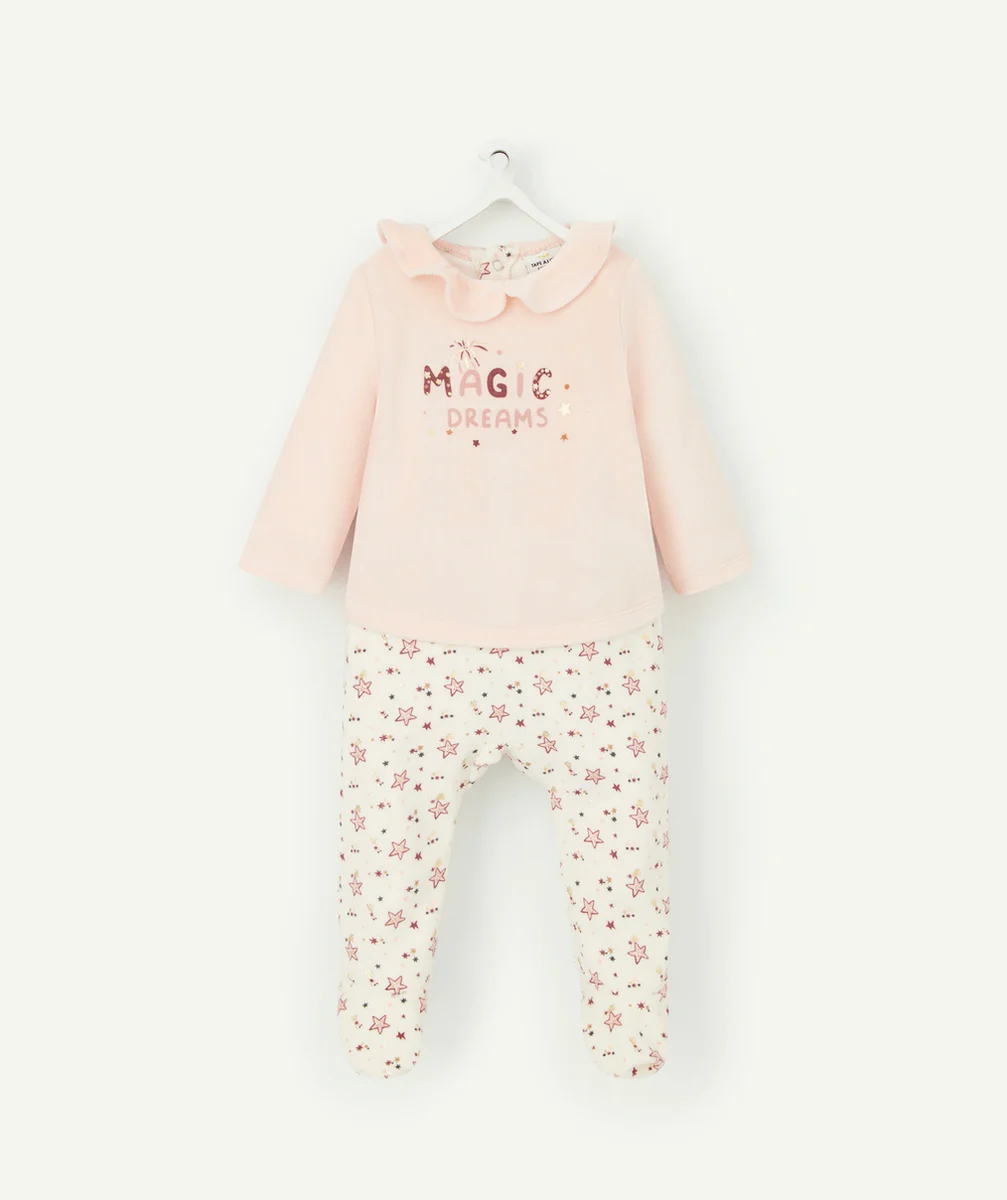DORS BIEN DE NOËL EN VELOURS ROSE ET EN FIBRES RECYCLÉES IMPRIMÉ