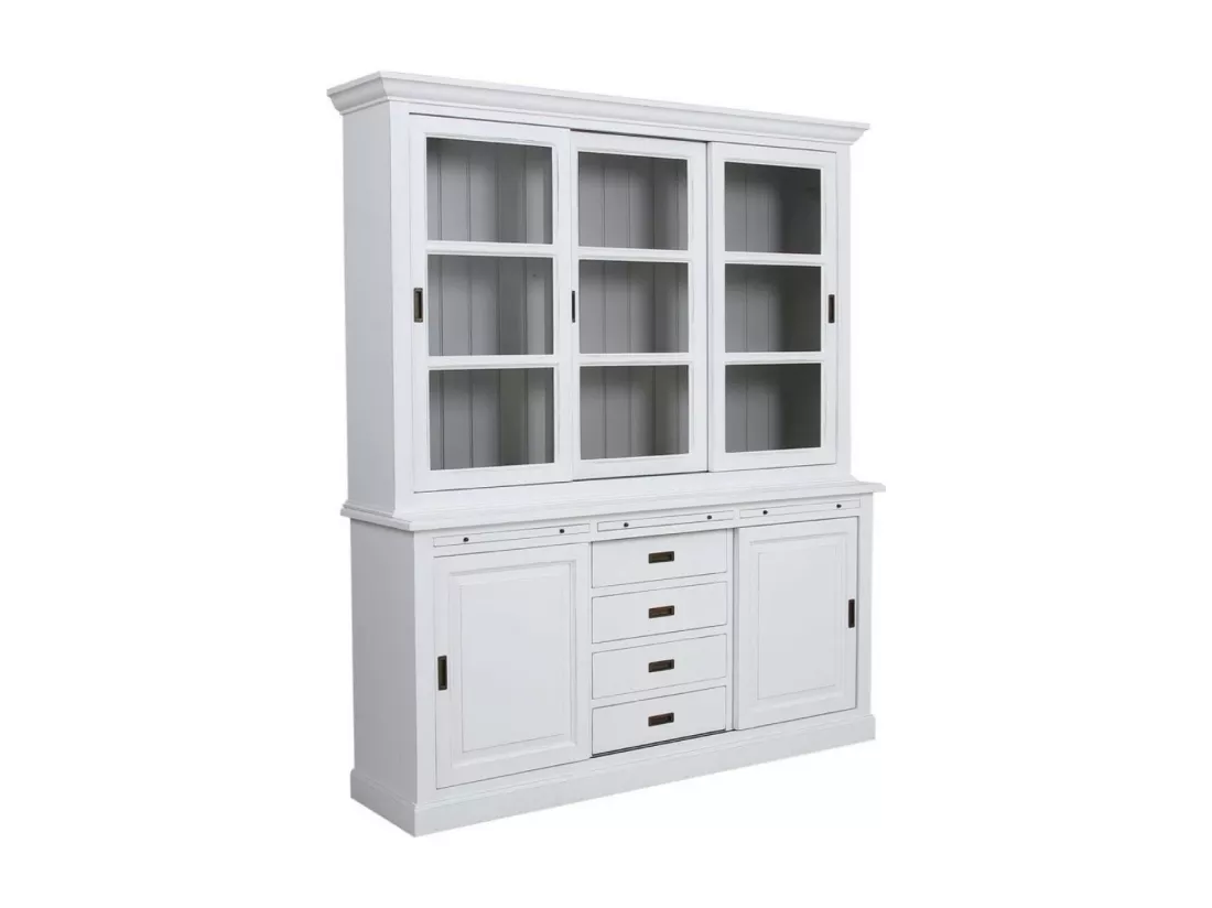 Buffet 3 portes vitrées Bois-MDF Blanc - Rhode Island Interior's