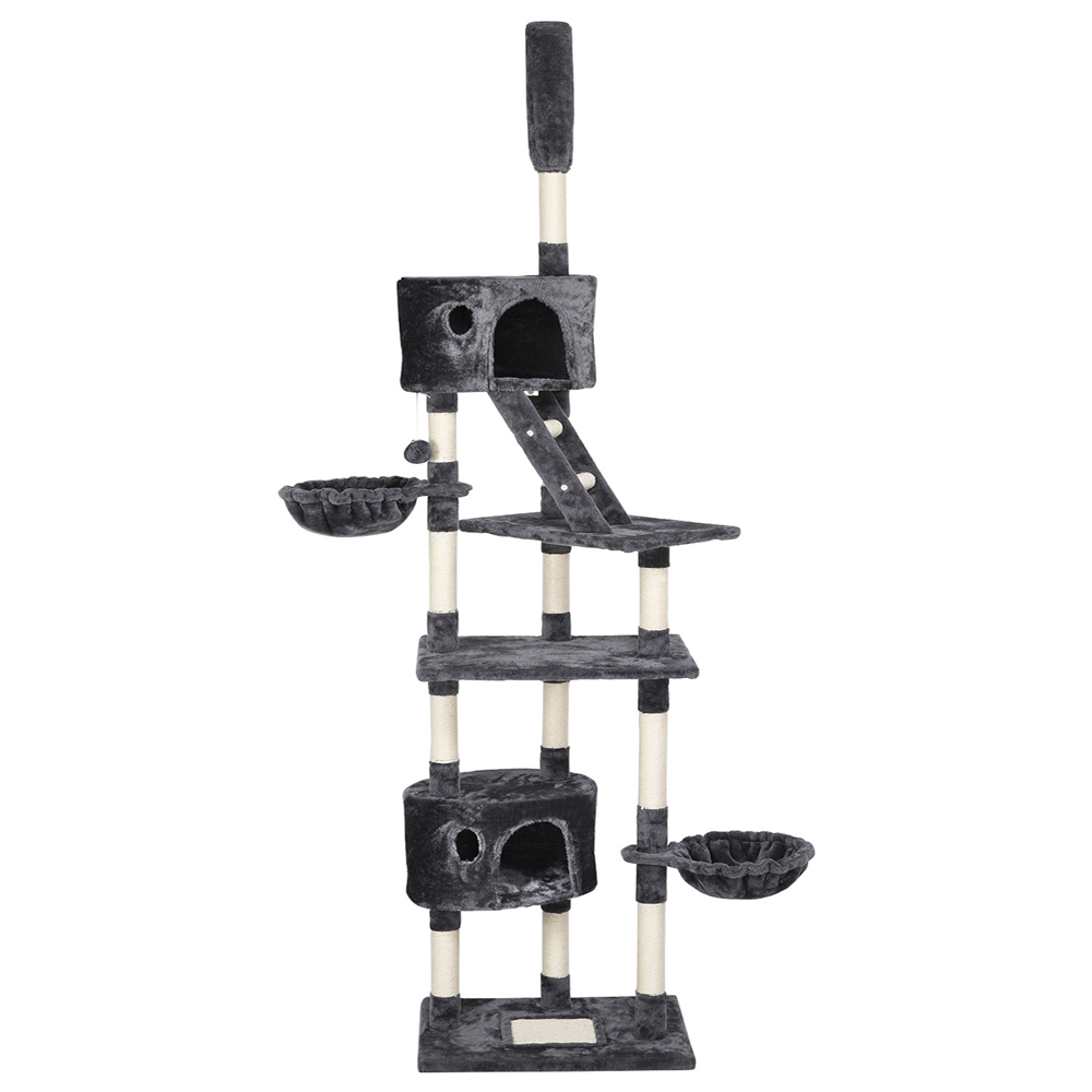Yaheetech Katzenbaum Katzenkratzbaum Kletterbaum Höhenverstellbar Spielbaum für Katzen, 227,5-254,5 cm