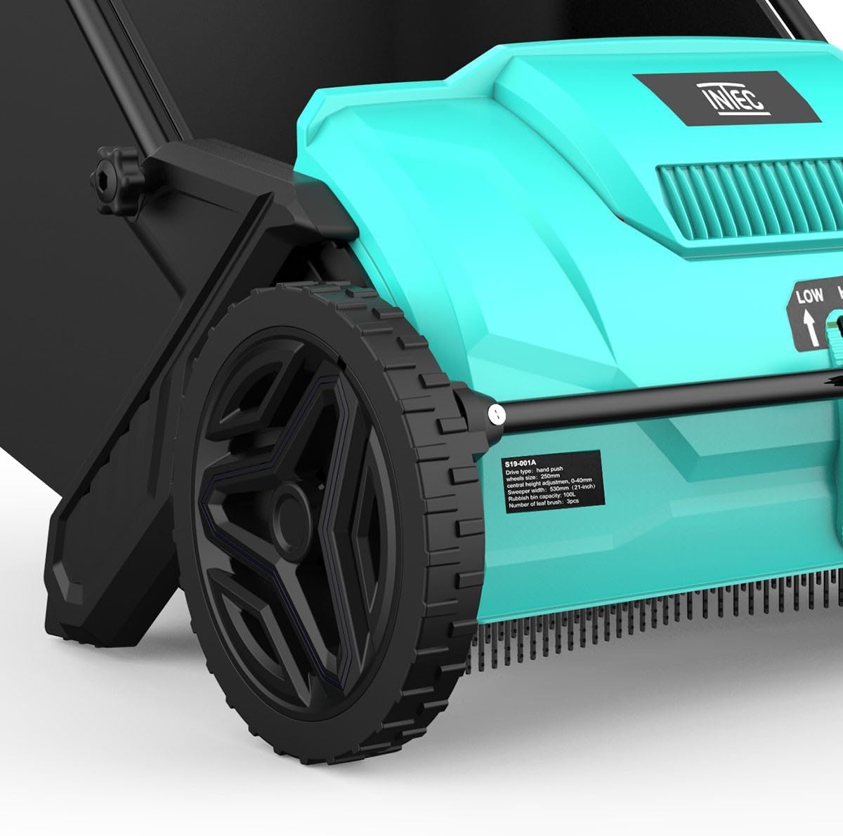 INTEC - Kehrmaschine für Rasen und Gras Mechanischer Laubsammler Großer Behälter 100L Garten Alleen