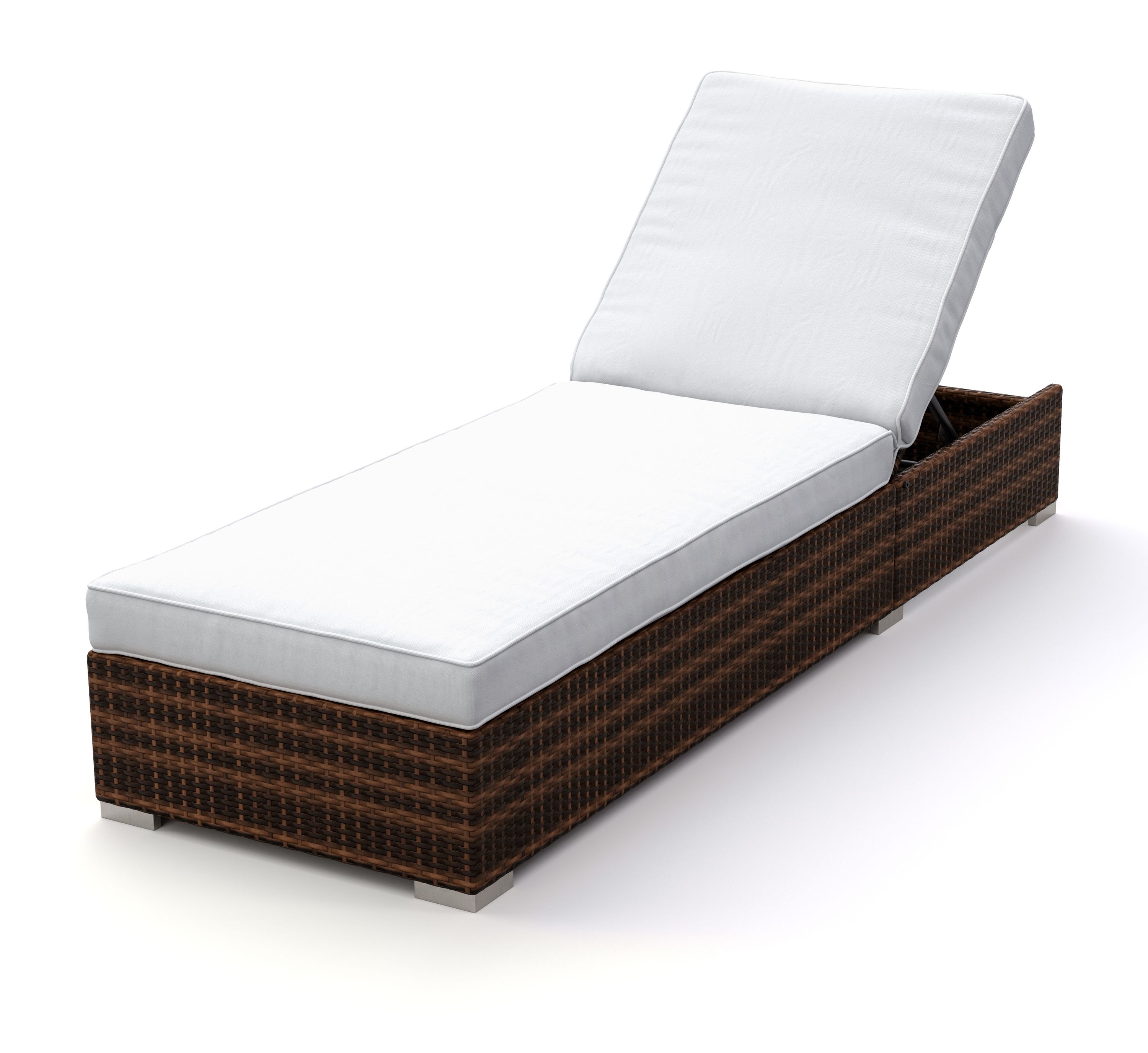 Liegestuhl Rattan BILBAO braun/weiss Set 3-teilig