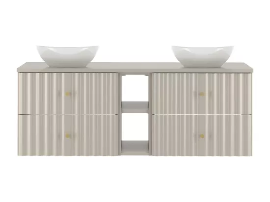 Meuble double vasque 140cm 2 niches Izae Cachemire