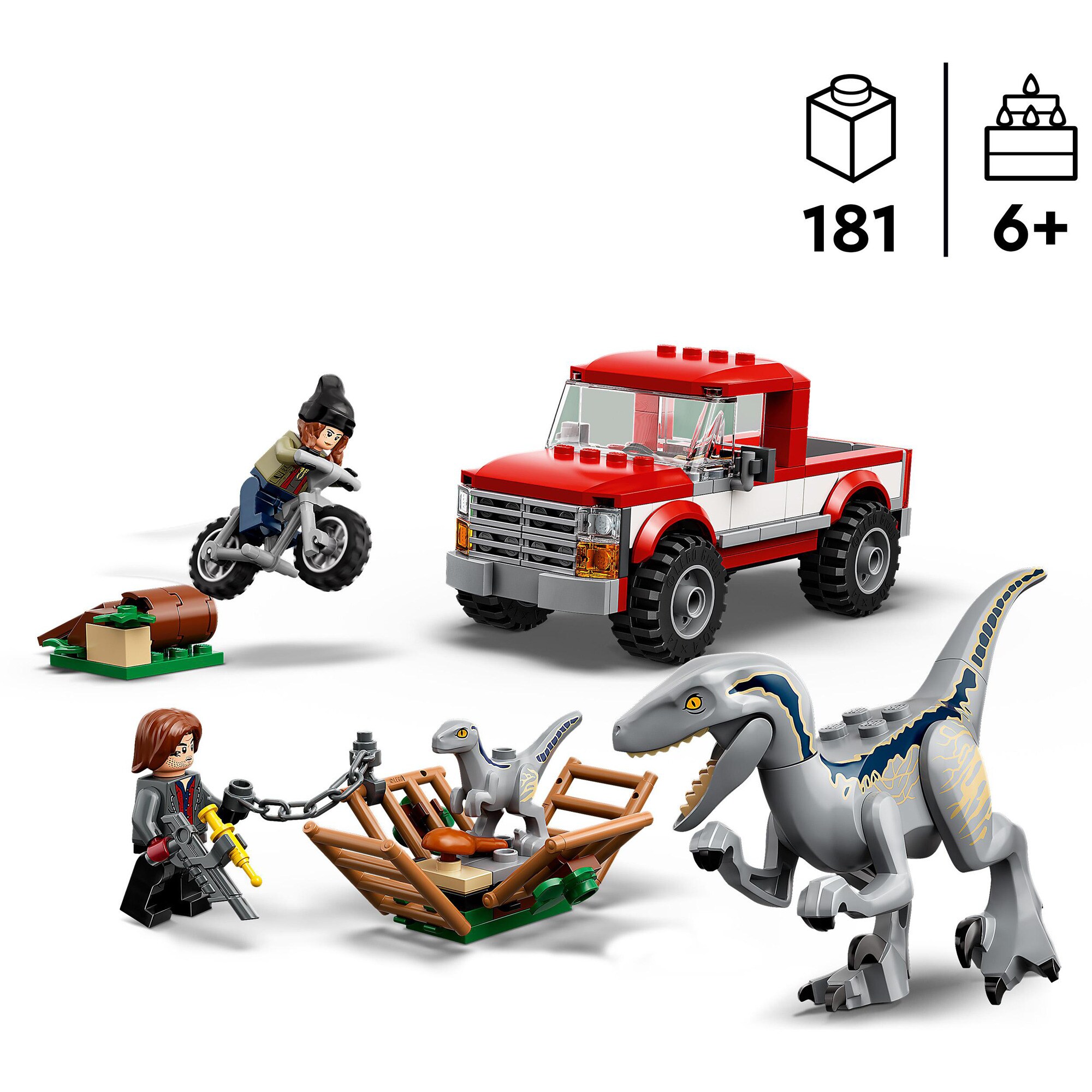 LEGO Konstruktionsspielzeug Jurassic World Blue & Beta in der Velociraptor-Falle