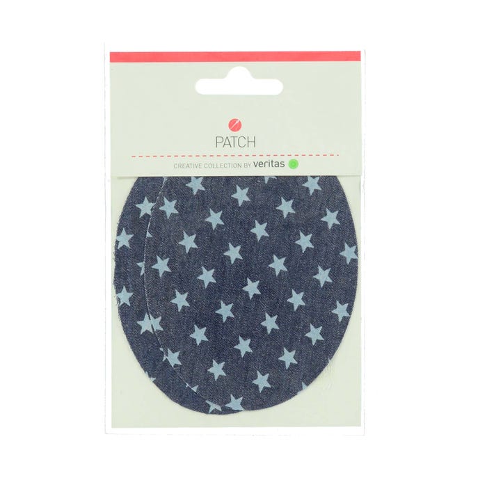 Atelier Veritas-2 st elleboog- en knielapjes jeans met sterren 8,5x11,5cm