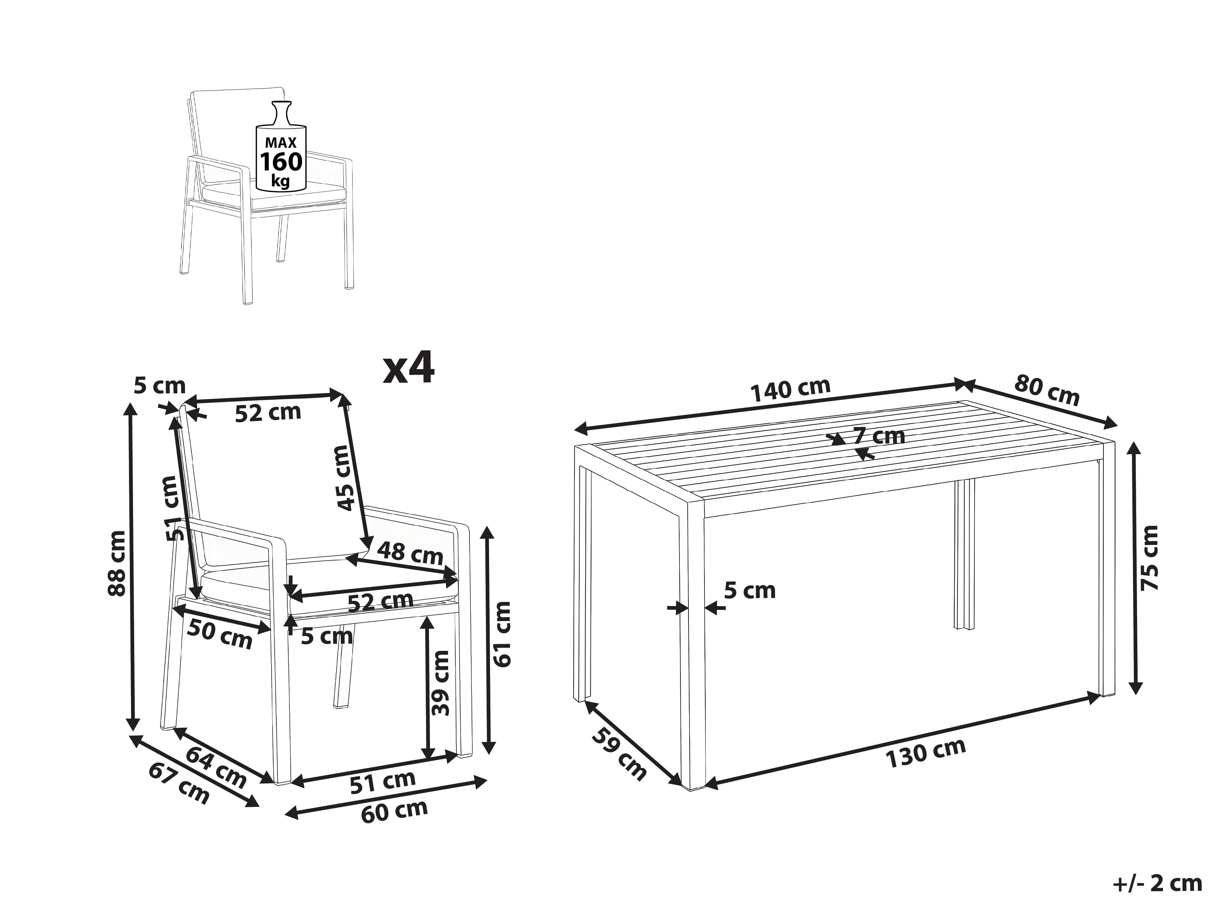 Tuinset 4-zits VISSO Grijs/wit