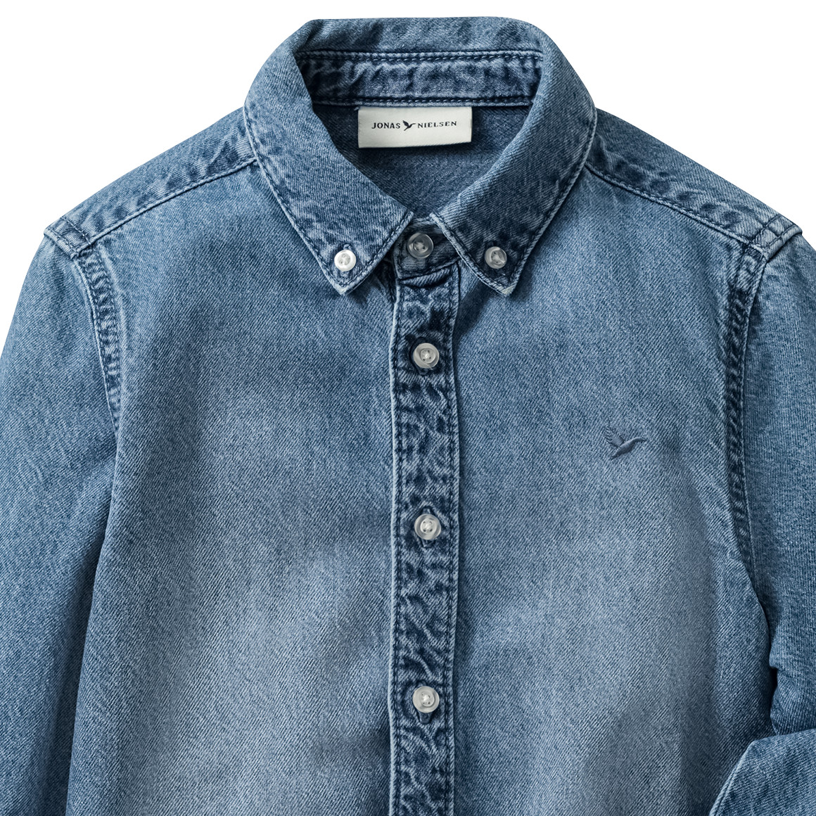 Jonas Nielsen Jungen Jeanshemd mit Button-down-Kragen blau