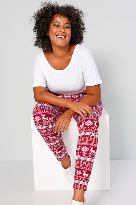 Leggings, Slim Fit, weihnachtliches Muster, Elastikbund