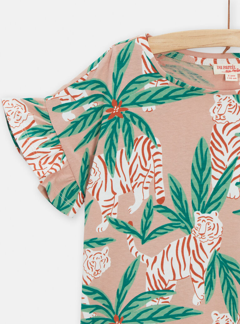 T-shirt rose imprimé tigre pour fille