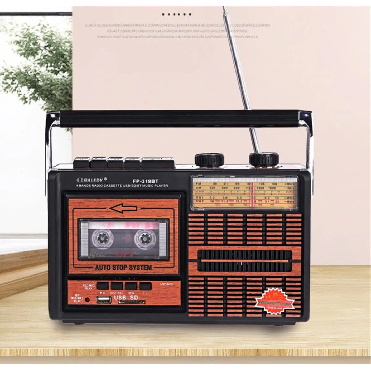 Universal Haut-parleur Bluetooth vintage - Couleur bois