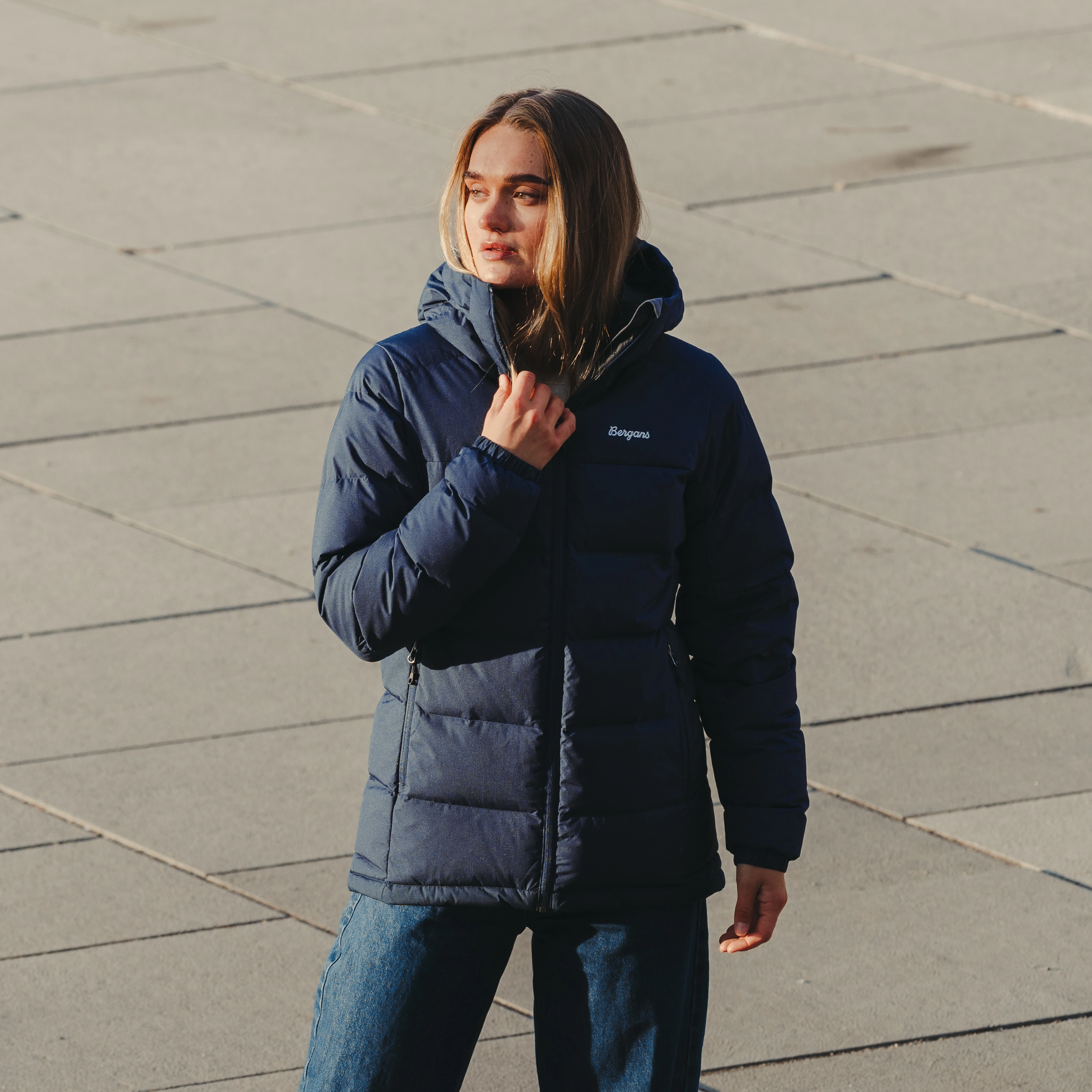 Warm Down Jacket Women Navy Blue