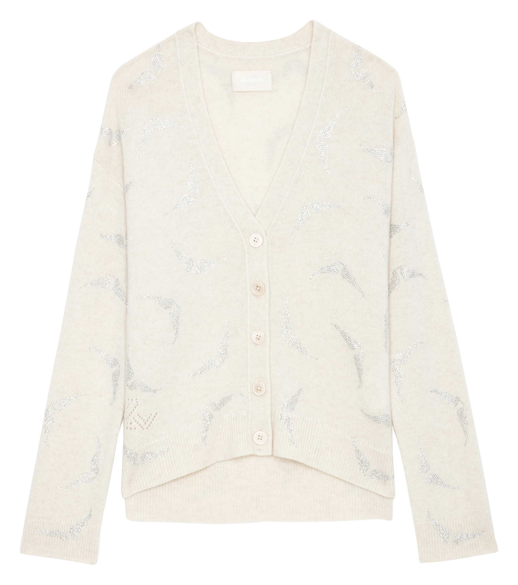 MIRKA - Cardigan à strass en cachemire | Blanc