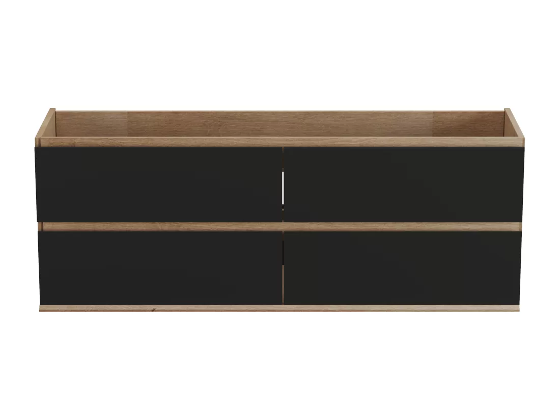 Meuble sous vasque suspendu - Coloris naturel clair et noir - 150 cm - SABURI