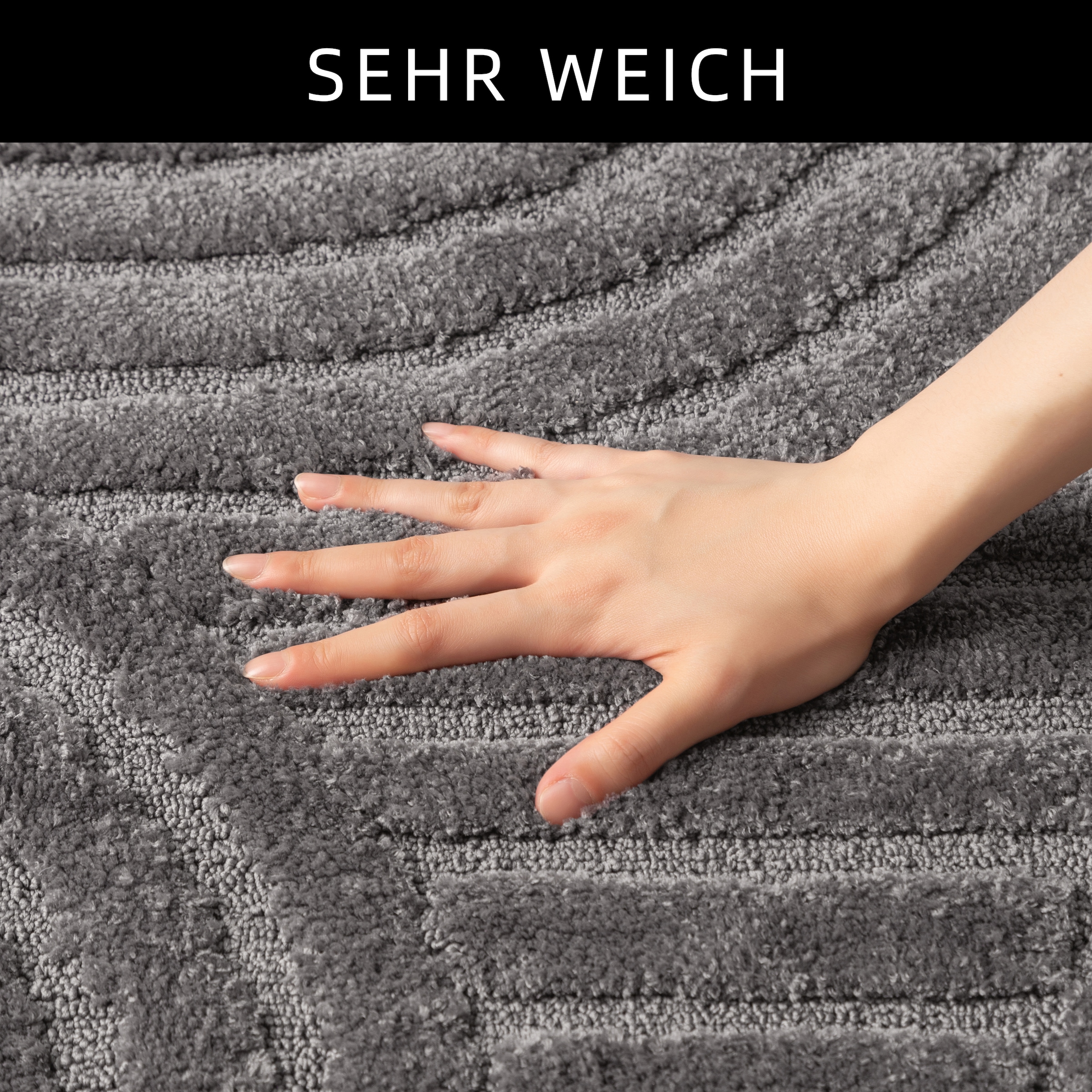 my home Badematte »Regona Scandi, Badvorleger, Badezimmer Teppich, Duschvorleger« Höhe 10 mm rutschhemmend beschichtet strapazierfähig Badteppich, Uni Farben, Hoch-Tief-Effekt, modernes Muster, Zen