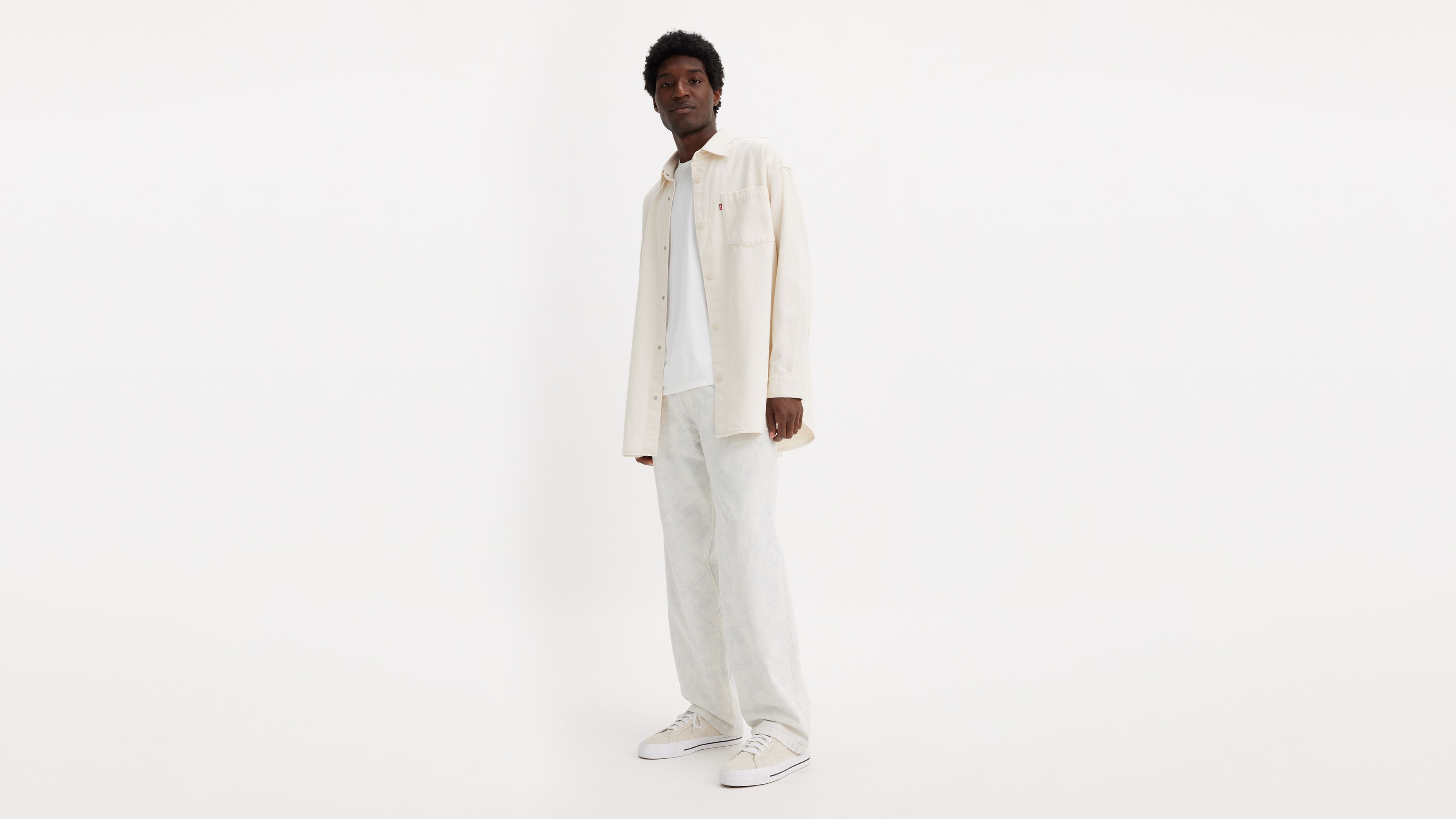 Levi's® WellThread™ pantalon Stay Loose Carpenter - Abstract Indigo Ink - Blanc