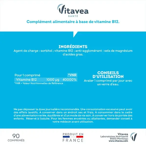 Vitavea Vitamina B12 Metilcobalamina Defesas Naturais 90 comprimidos