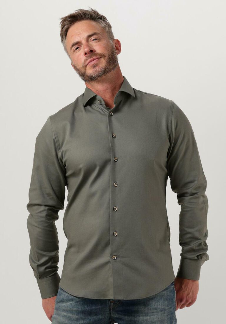 PROFUOMO olijf profuomo casual overhemd non-iron poplin