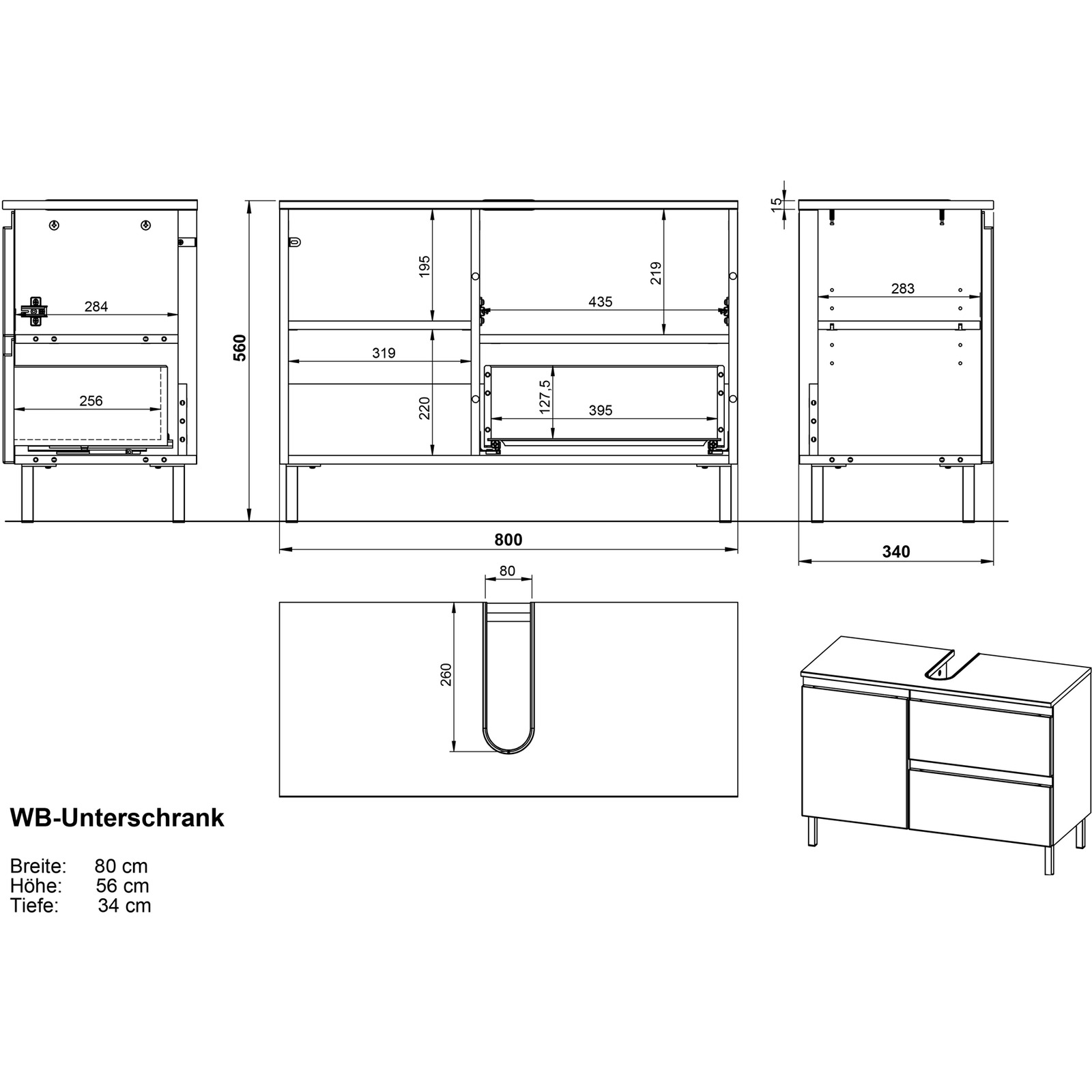 Lavaboy Torra Dekor weiss/Eiche 80 x 56 x 34 cm