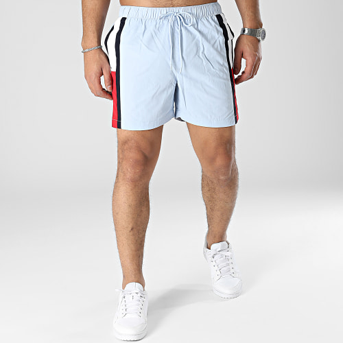 Short De Bain A Bandes Medium Drawstring 2730 Bleu Clair
