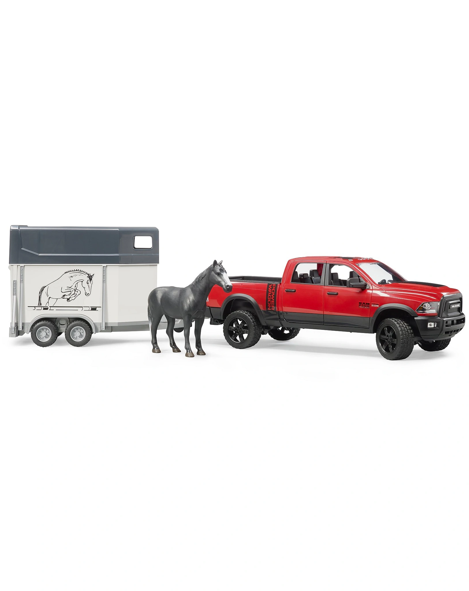 Bruder 02501 RAM 2500 Power Wagon mit Pferdeanhänger und 1 Pferd