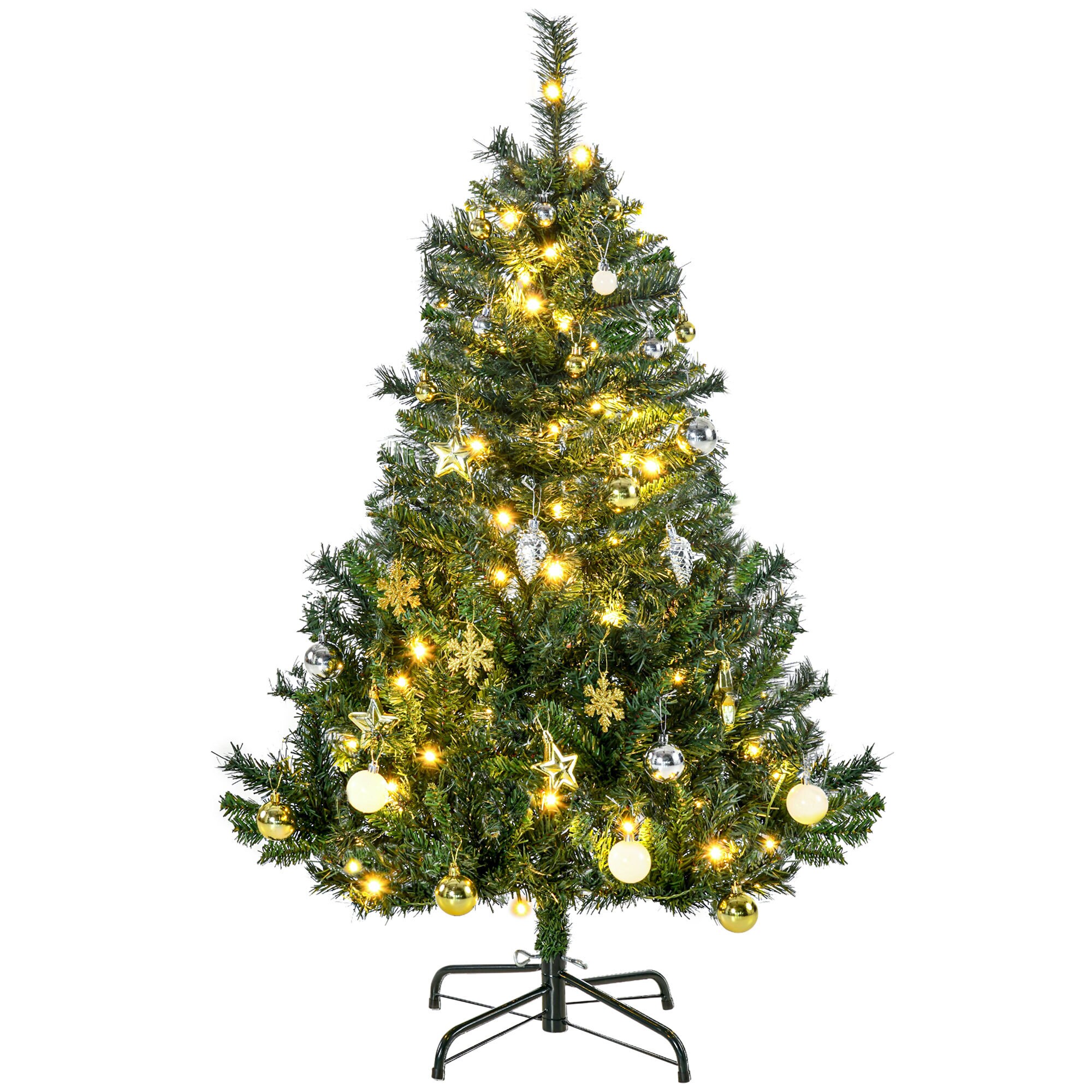 HOMCOM Künstlicher Weihnachtsbaum mit 80 LEDs grün 75 x 120 cm (ØxH)