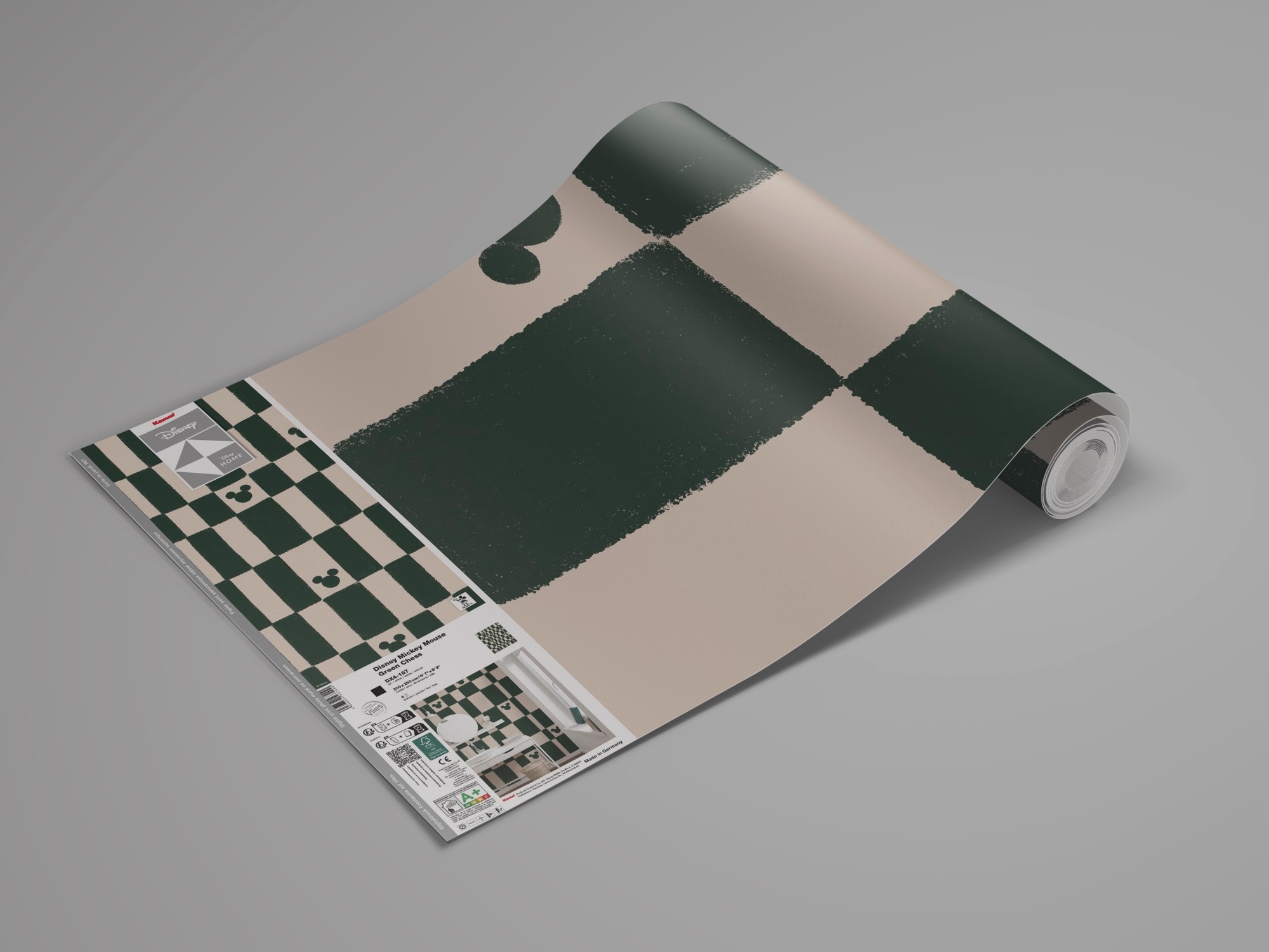 Komar Kindertapete »Disney Mickey Mouse Green Chess« bedruckt glatt