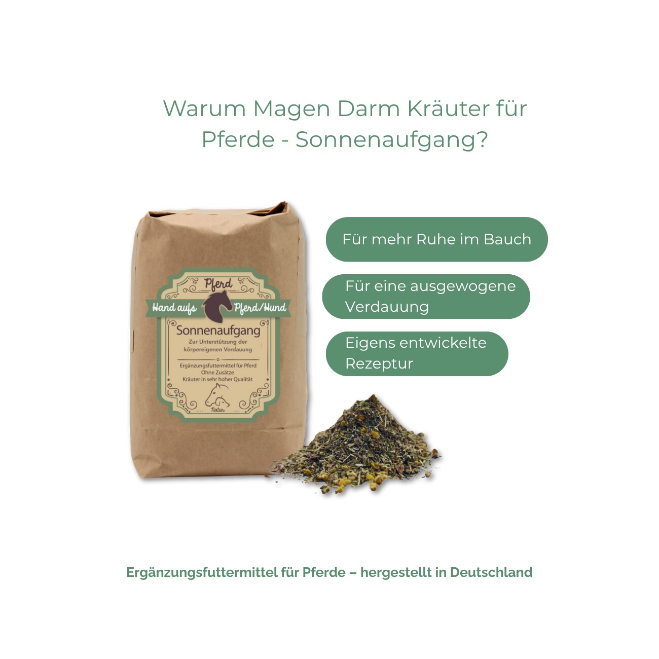 Hand aufs Pferd/Hund Magen – Darm Kräuter für Pferde – Sonnenaufgang 1kg