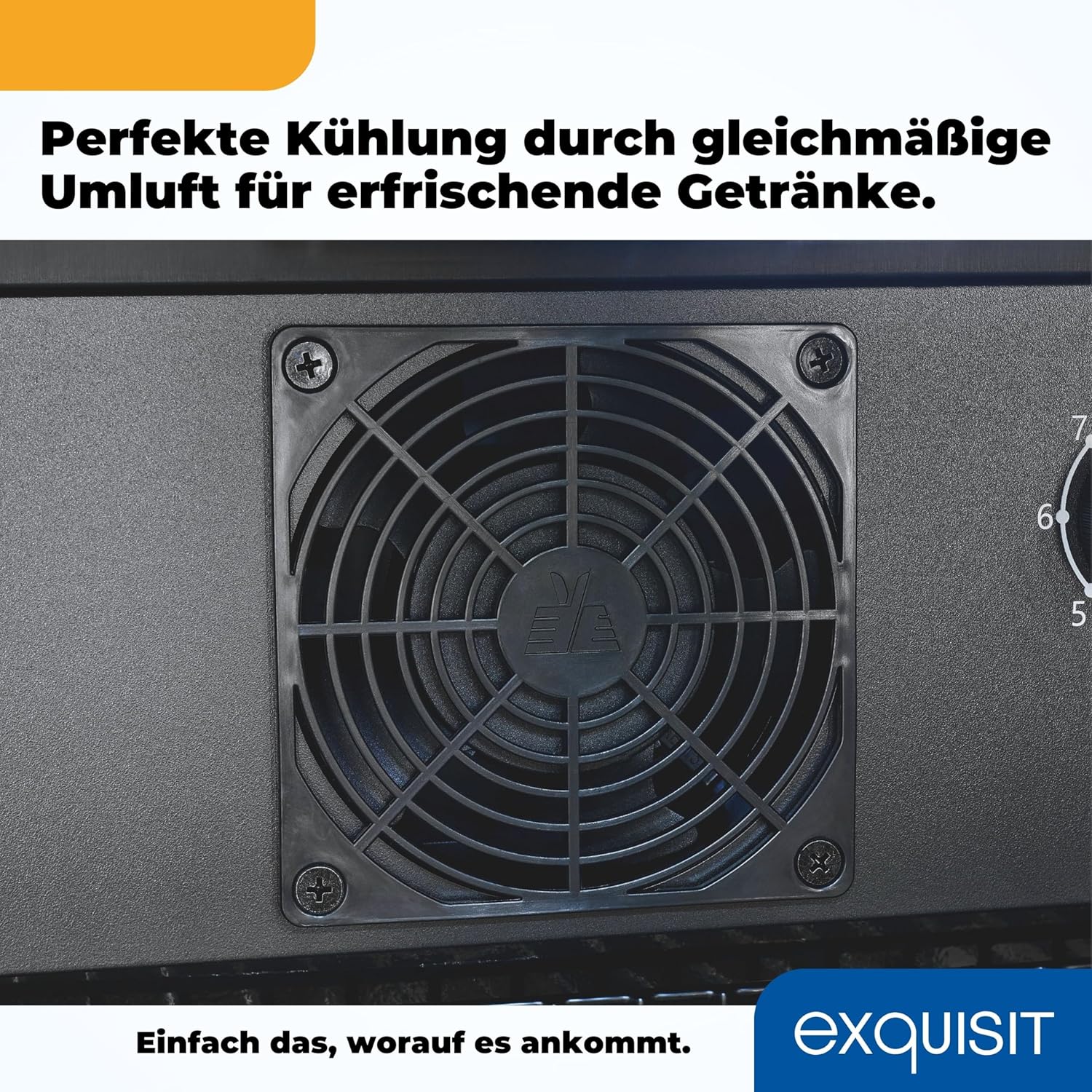 Exquisit Glastürkühlschrank GKS120-GT-160C schwarz | Nutzinhalt: 118 L | Türschloss | 3 Gitterablagen | Umluftventilator | Standgerät