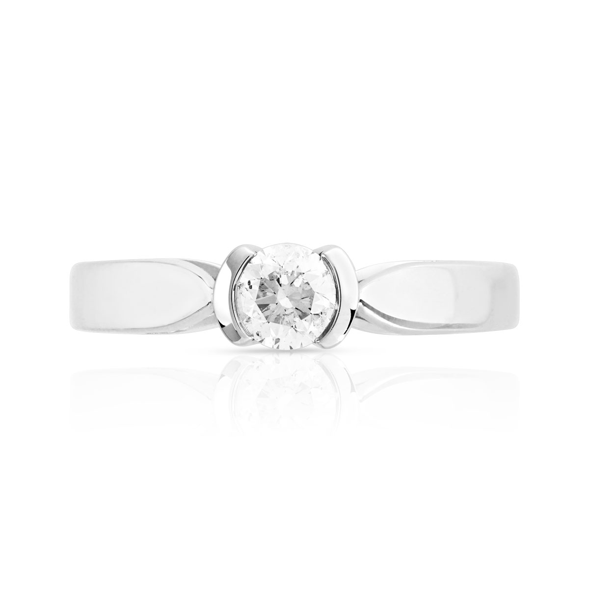 Bague solitaire or blanc 750 diamant synthétique 0.30 carat
